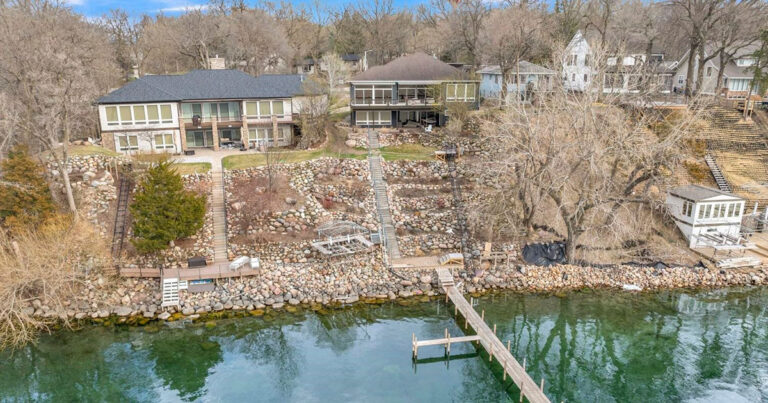 Lake home on the Iowa Great Lakes with a dock on West Lake Okoboji
