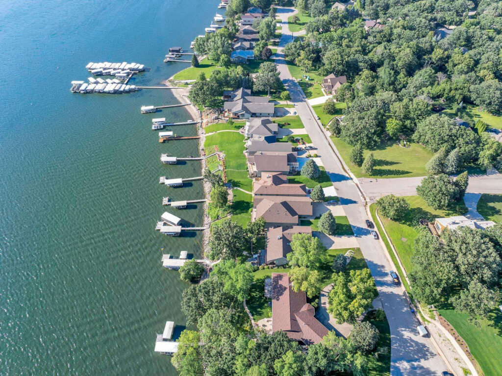 Private dock and shoreline on the Iowa Great Lakes
